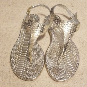 Gold snakeskin gel sandals